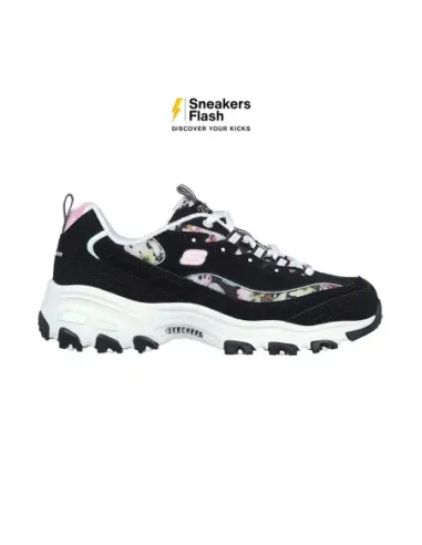 SKECHERS SPORTS D LITES BLOOMING FIELDS BLACK WHITE - 149794BKMT