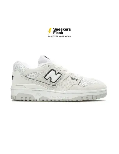 NEW BALANCE 550 WHITE PERFORATED LEATHER BLACK - BB550PRB